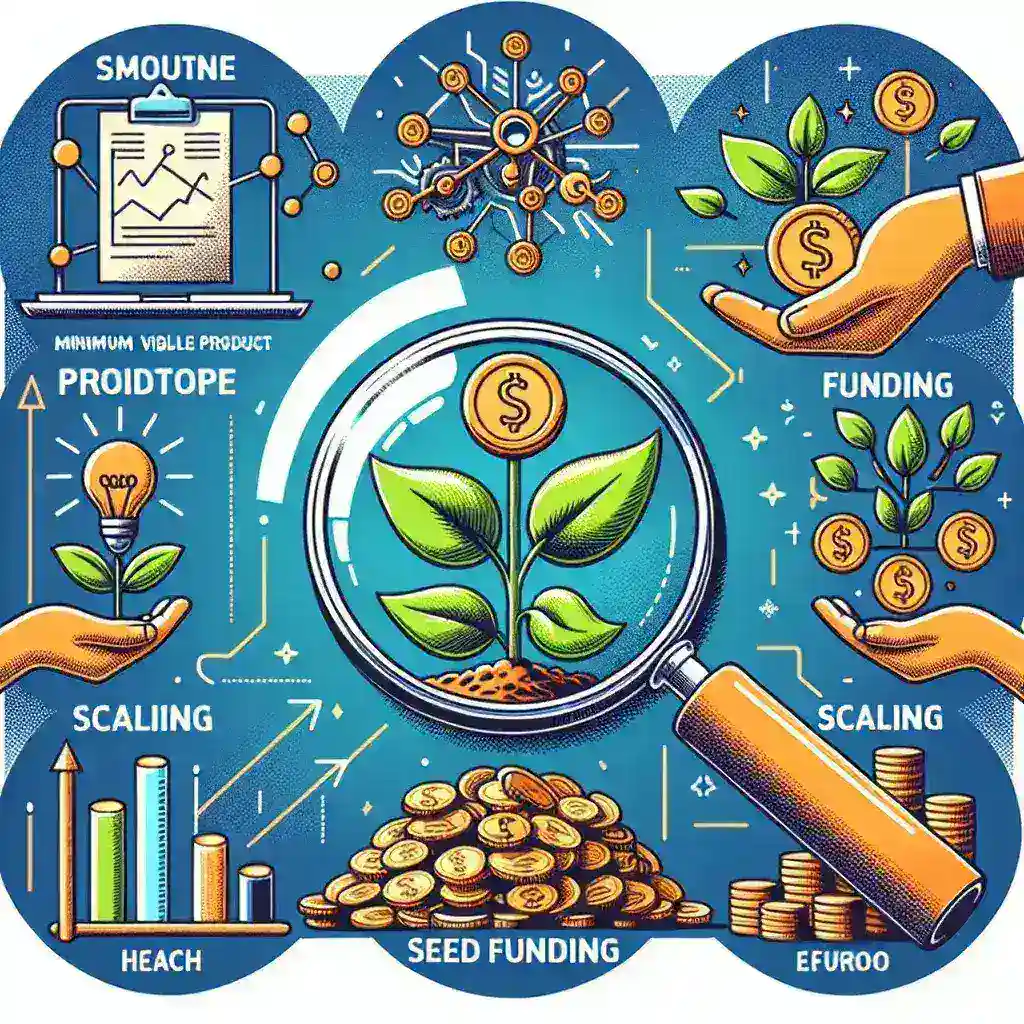 "Infografis yang menjelaskan istilah-istilah populer dalam dunia startup seperti MVP, Seed Funding, dan Scaling, untuk membantu pemula memahami konsep-konsep kunci dalam pengembangan bisnis yang inovatif."