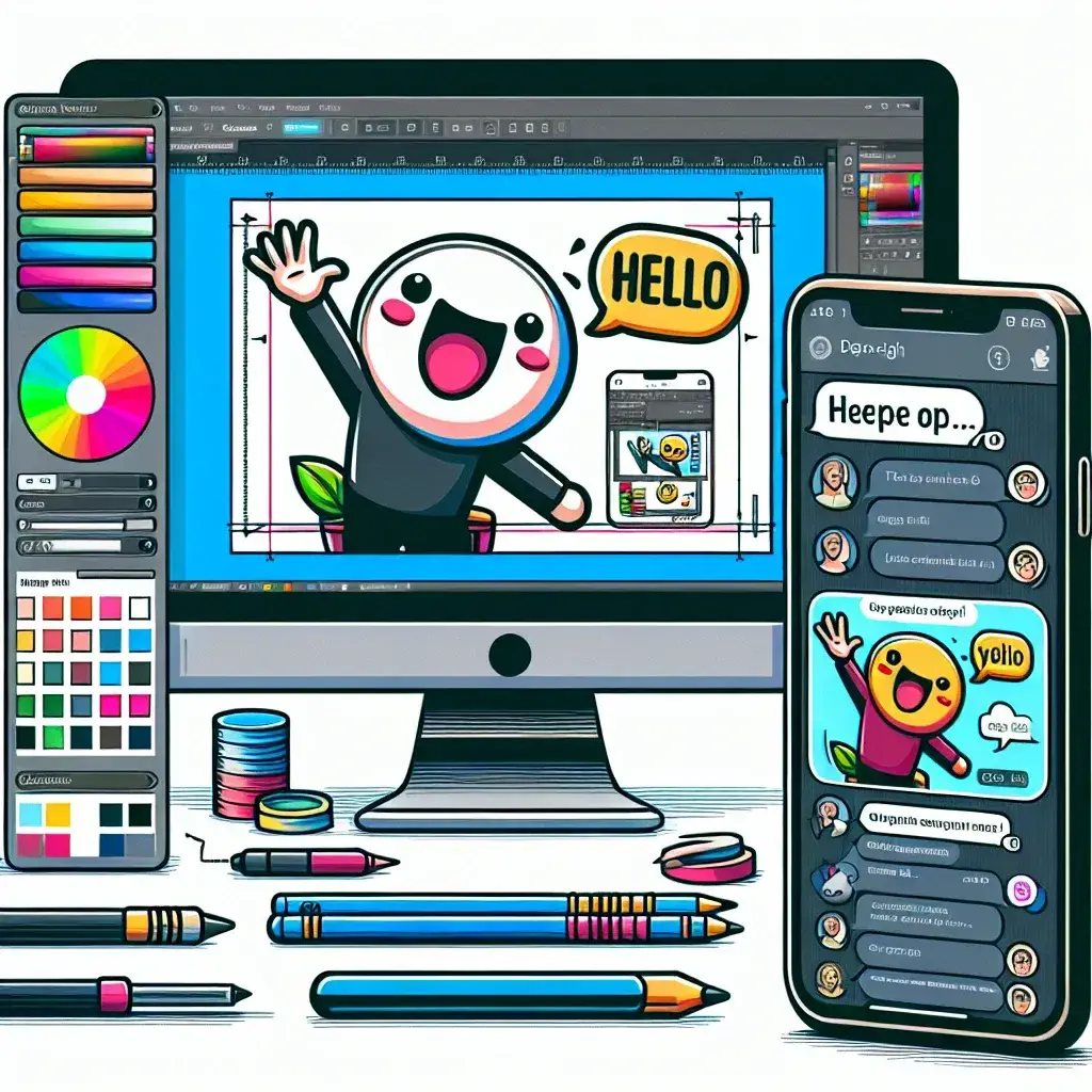 "Panduan langkah demi langkah untuk membuat stiker WhatsApp dan Telegram sendiri dengan alat desain grafis, termasuk contoh stiker kreatif."